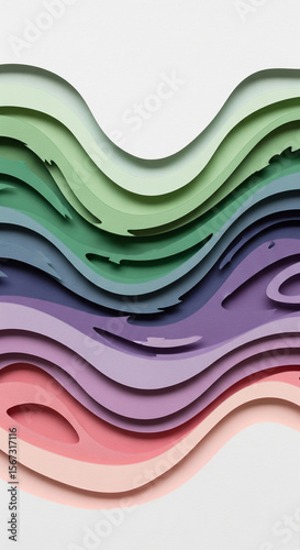 wavy line portrait wallpaper in various colors with paper stack style