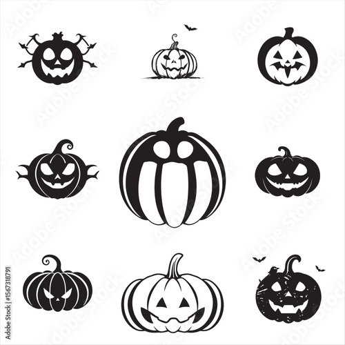 set of Halloween pumpkins bundle pack collection 