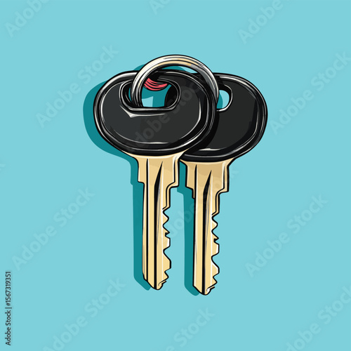 three keys from the apartment illustration, vector style simple color