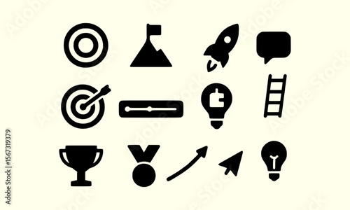 Success Icons Achievement, Goals, Progress, and Growth Vector Graphics