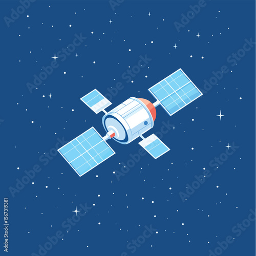 Vector satellite concept in flat style, vector style simple color