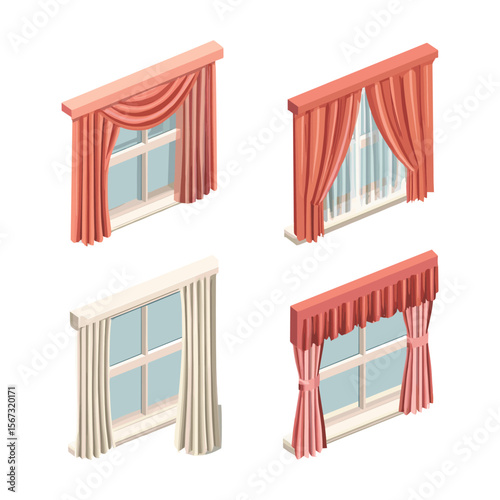 Isometric Curtain and Window Set