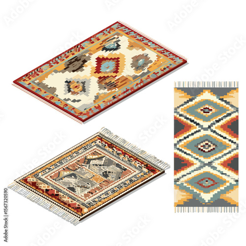 Isometric Set of Patterned Carpets and Rugs