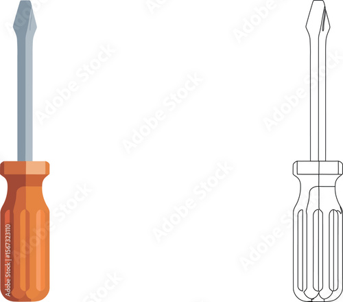 Flathead screwdriver vector illustration tool for repair maintenance and diy projects