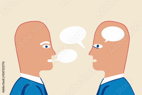Introvert and extrovert, human stereotype or personality, contrast between people who think inside and not talking much and talkative socialize person.