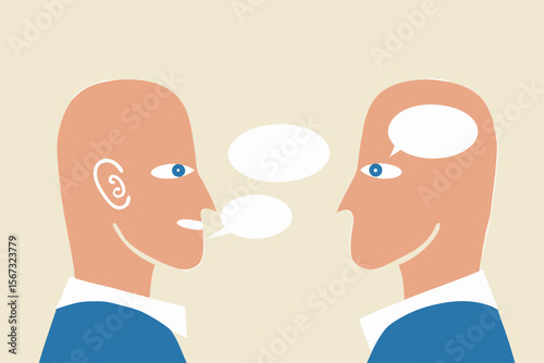 Introvert and extrovert, human stereotype or personality, contrast between people who think inside and not talking much and talkative socialize person.