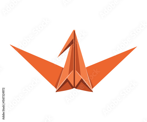 Orange Origami Crane with Angled Wings Out