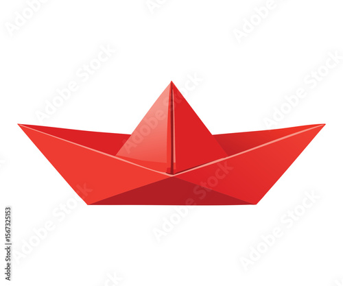 Classic Red Paper Boat Origami Toy
