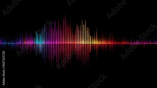 Vibrant waveform bars rising and falling rhythmically in sync to invisible music on a black background.