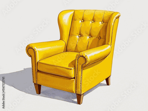 Lemon Light Seat Minimalist sofa yellow isolated watercolor vector illustration svg