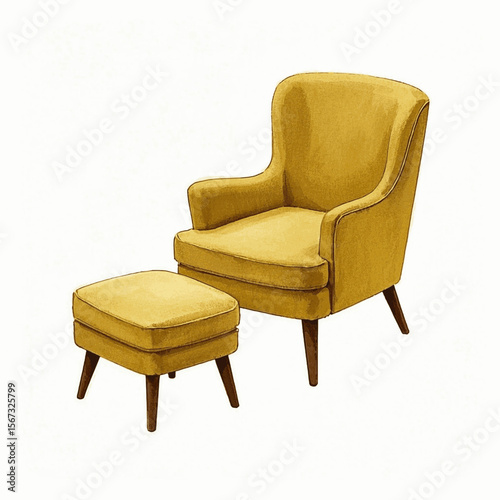 Minimal Glow Minimalist sofa yellow isolated watercolor vector illustration svg