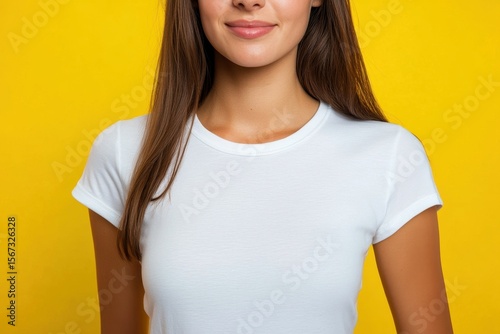 premium quality picture of woman wearing blank shirt