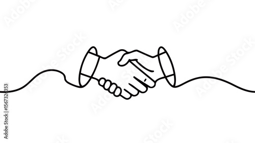 Handshake Illustration in Simple Line Art Style