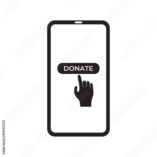 donate button flat icon vector on smartphone