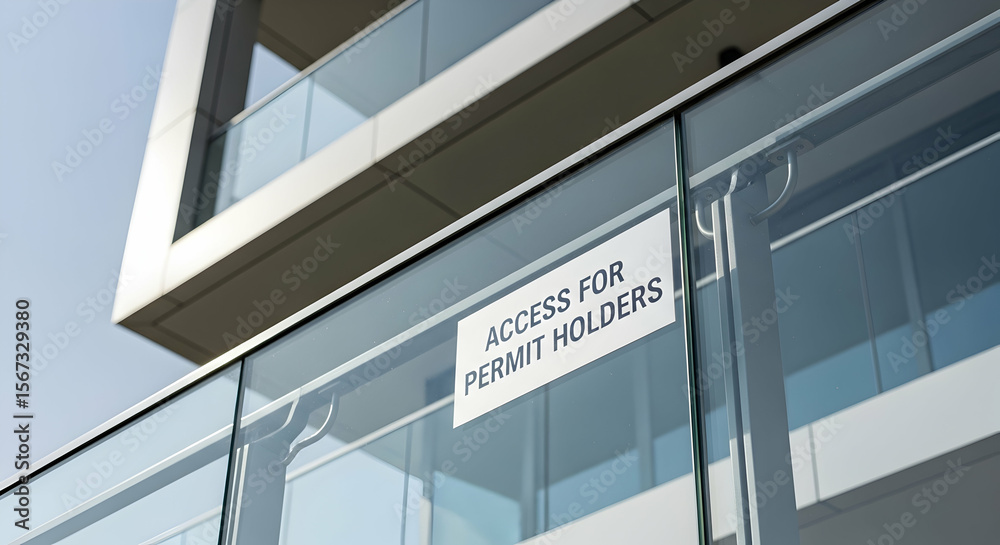 Fototapeta premium Modern Building Access Designated Only For Permit Holders Exterior Architecture
