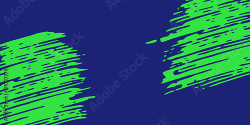 Abstract green paint brush stroke on dark blue background. Modern grunge texture with bold contrast for poster, banner, and digital design. Artistic vector illustration."