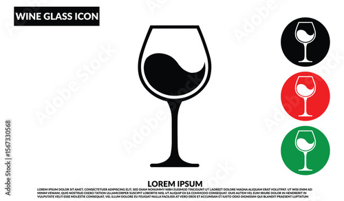 Wine Glass Icon, Wine glass logo, Wine glass silhouette isolated on a white background