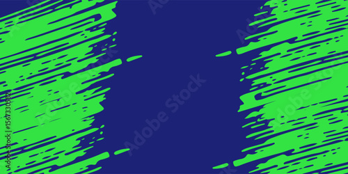 Abstract green paint brush stroke on dark blue background. Modern grunge texture with bold contrast for poster, banner, and digital design. Artistic vector illustration."