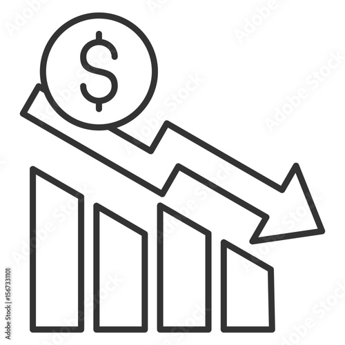 Depreciation Outline Icon Element For Design
