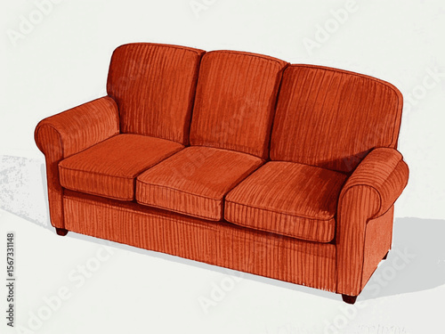 Crimson Focus Minimalist sofa red isolated watercolor vector illustration svg