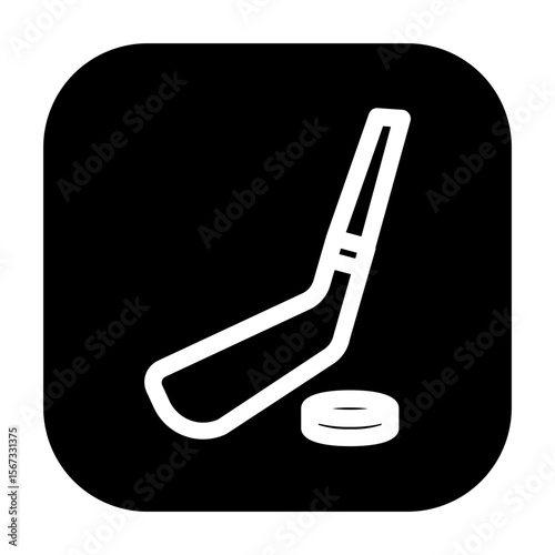 Hockey stick and puck icon symbolizing ice hockey.