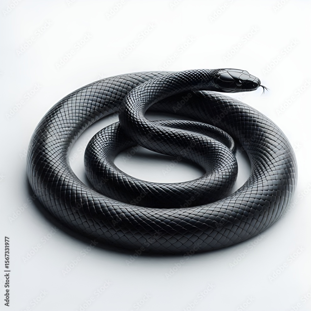 Fototapeta premium black snake on white background
