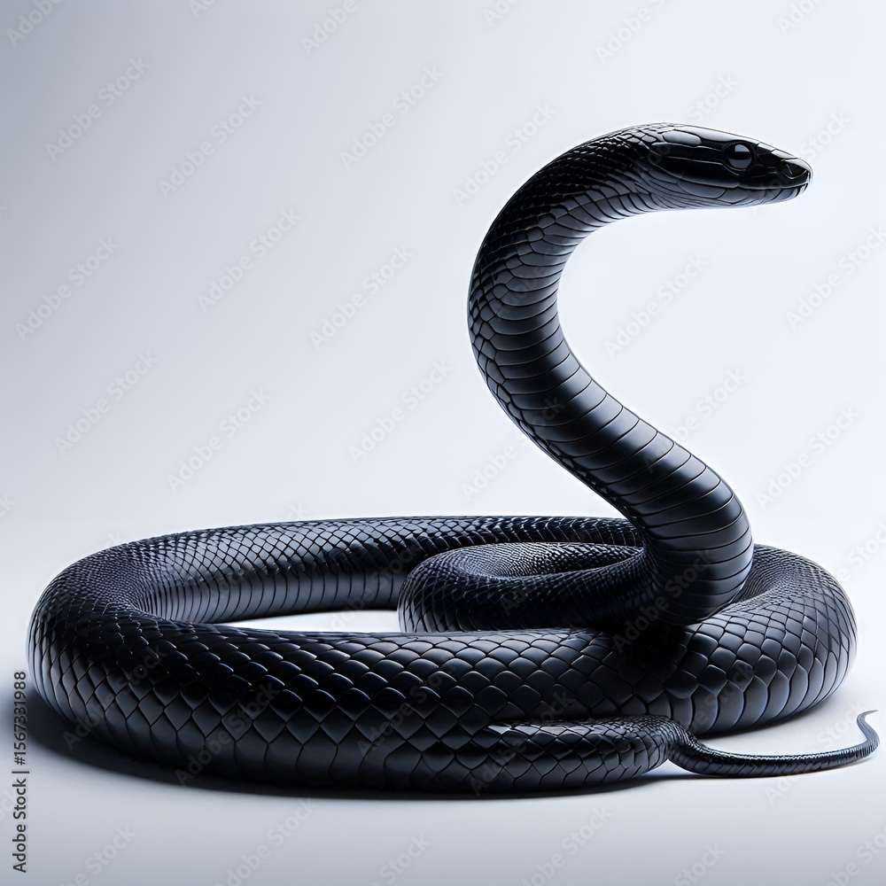 Fototapeta premium black snake on white background