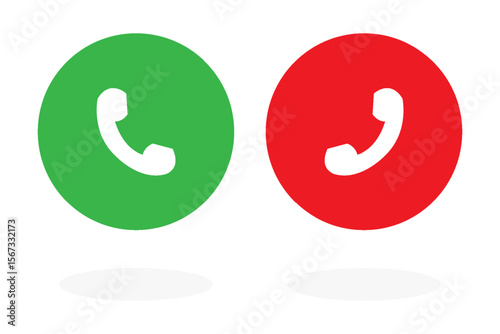 Answer and decline phone call buttons. Phone call. Telephone sign. Accept call and decline phone icons.