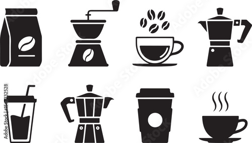 Wallpaper Mural Vector Coffee Shop Icons:  Brewing,  Grinding,  and Serving Styles Torontodigital.ca