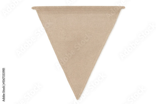 Minimalist beige pennant suspended, displaying clean design potential with open space for custom branding or graphic overlay