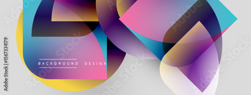 Abstract colorful shapes overlap. Gradient hues create dynamic visual effect. Modern design element for backgrounds, presentations.