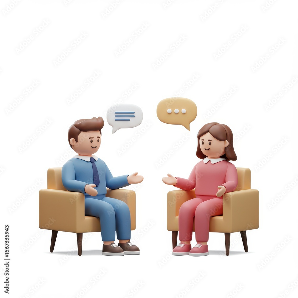 Obraz premium Friendly Conversation Between Two Cartoon Characters in a Cozy Room