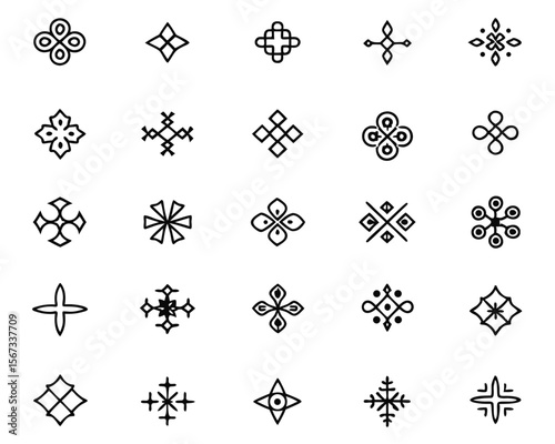 Intricate neo tribal and gothic motifs interwoven with modern design elements creating a visually striking and unique abstract pattern suitable for diverse creative applications