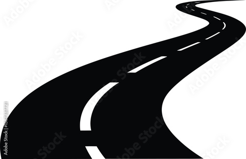Winding Road Silhouette: Journey, Travel, and Path Forward Concept