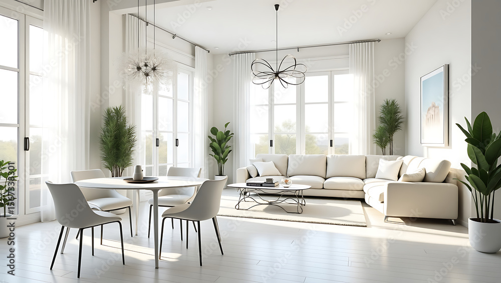 Fototapeta premium modern living room with fireplace