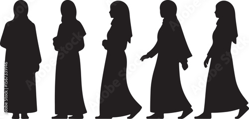 Silhouettes of Muslim Women in Abayas A Collection of Elegant Poses