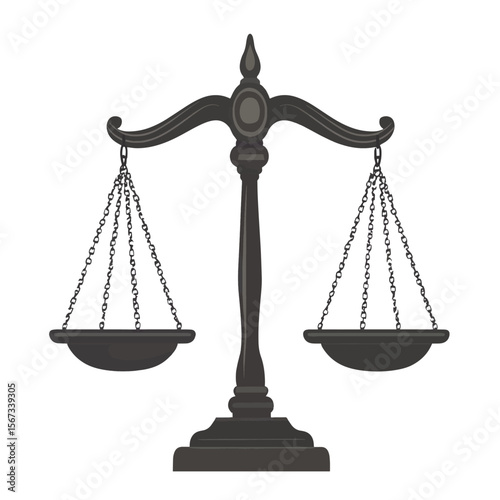 justice scales icon, vector style simple color