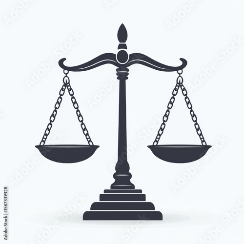 justice scales icon, vector style simple color