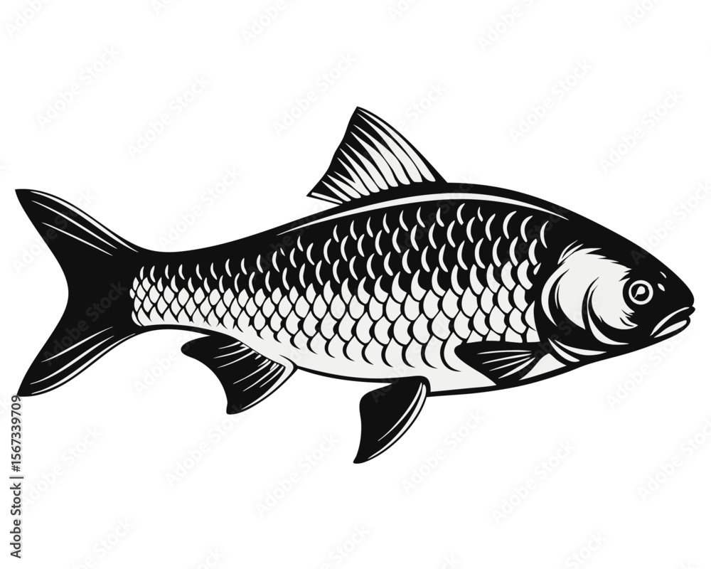 Obraz premium A highly detailed realistic depiction of a european chub fish presented as a standalone graphic element with vibrant colors on a clean background