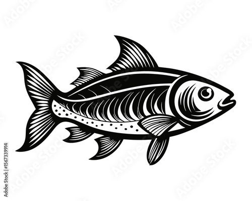 roach fish monochrome hand drawn illustration