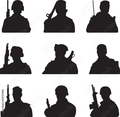 Collection of Military Soldier Silhouettes  Vector Illustrations for Design Projects