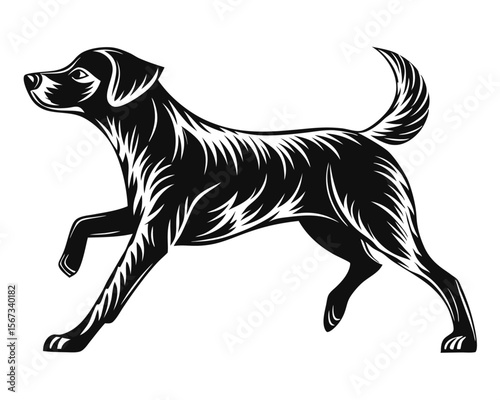 Dynamic black silhouette of a canine in full stride capturing the essence of athletic movement and outdoor activity perfect for sports or pet themed designs