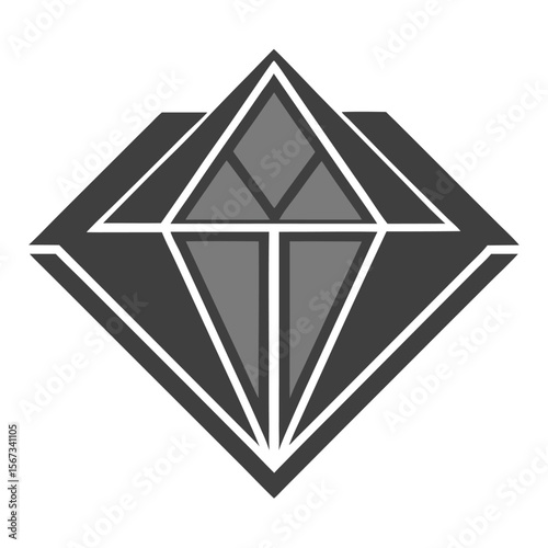 Gunmetal gray with diamond cut edges vector icon on white background.