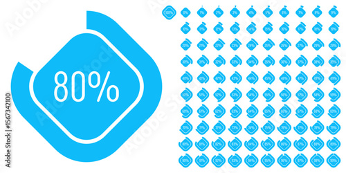 Set of rectangle percentage diagrams meters from 0 to 100 ready-to-use for web design, user interface (UI) or infographic - indicator with blue