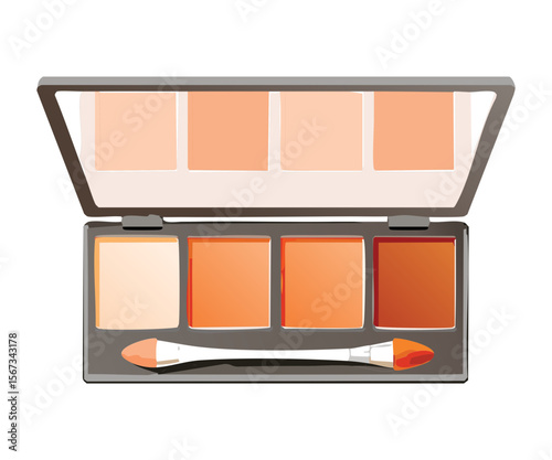 Compact Eyeshadow Palette with Orange Shades and Brush