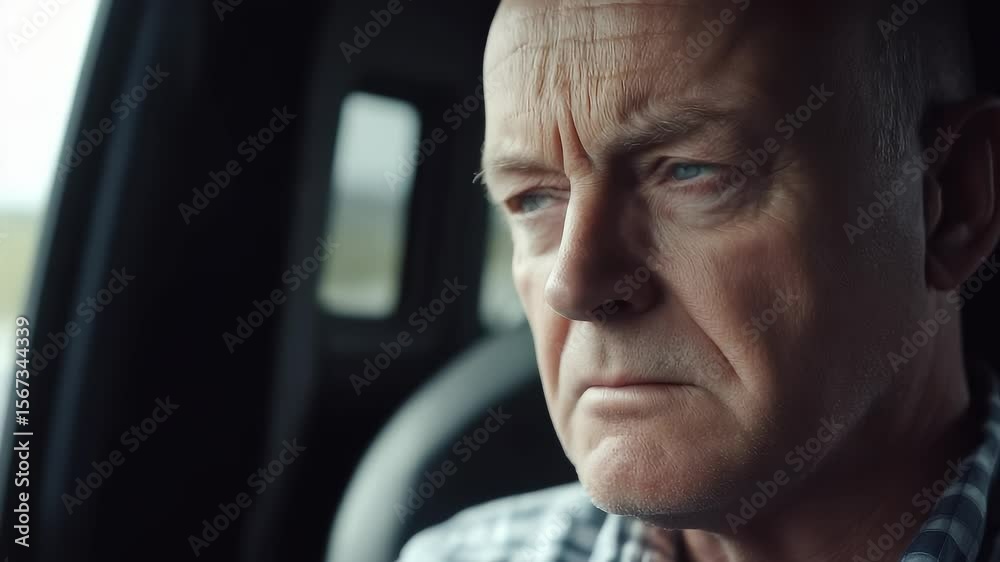 Mature Man Deep in Thought Close-up