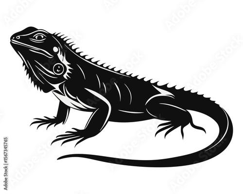 A striking black and yellow reptilian creature rendered in a clean graphic silhouette perfect for nature themed designs and wildlife art