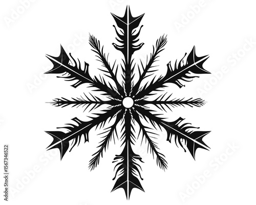 A single stylized winter snowflake graphic design element presented clearly on a plain white backdrop perfect for seasonal decorations and frosty themes