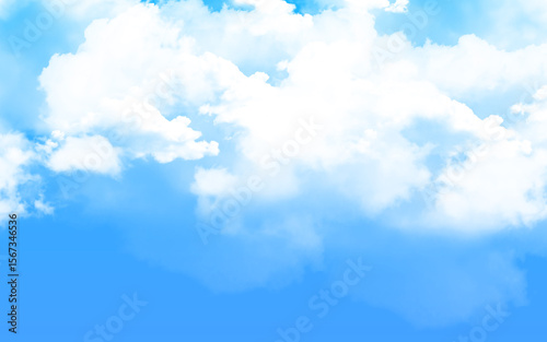 Blue Sky with Fluffy White Clouds