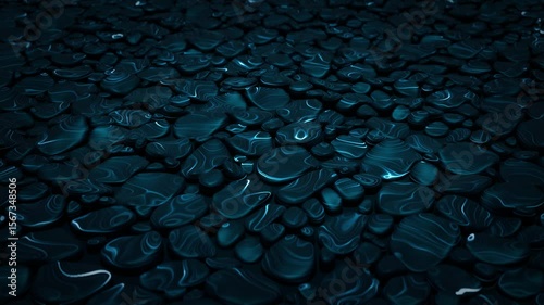 Magic stones background with dark realistic cobbles and glow neon lines of pulsating energy. Stylish abstract animation for science fiction, technology and modern art performance. 3D render , 4K 30fps
